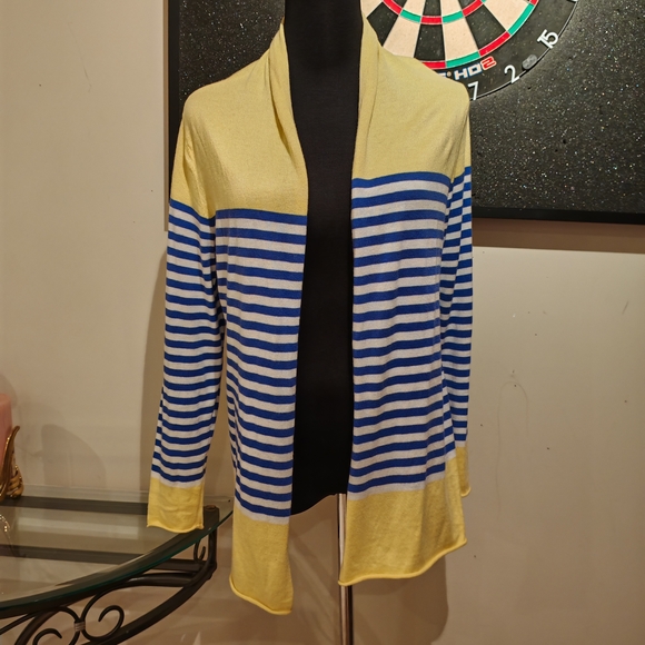 Talbots Striped Yellow and Blue Women's Sweater - Picture 4 of 14